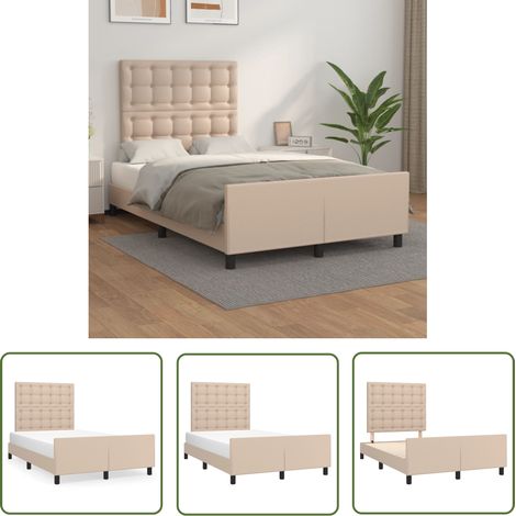 The Living Store Cadre de lit sans matelas cappuccino 120x200 cm similicuir - Cadre De Lit - Lit Double - Tête De Lit - Similicuir - Meuble De Chambre (1/5)