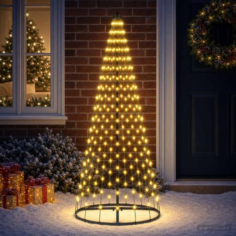 vidaXL Albero di Natale LED 165 cm 270 LED Bianco caldo Ferro Nero (1/5)