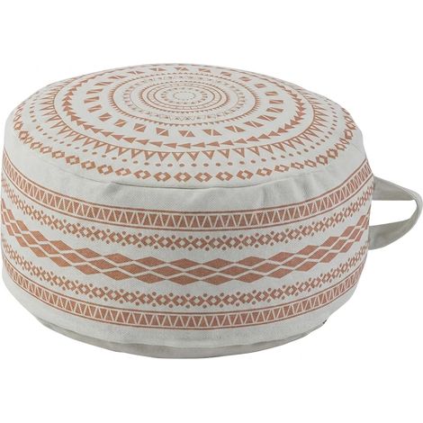 Housse de Pouf Ronde Non rembourrée de Style bohème avec poignée - Repose-Pieds pour Salon, Chambre, terrasse (Rouge, 45 x 45 x 20 cm) (1/5)
