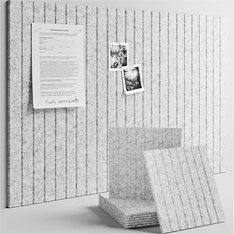 Tableau en Feutre Adhésif Décoratif Haut de Gamme, Lot de 12 Panneaux-120x90 cm, Idéal pour Afficher Notes et Photos au Bureau ou à la Maison,Gris (1/5)
