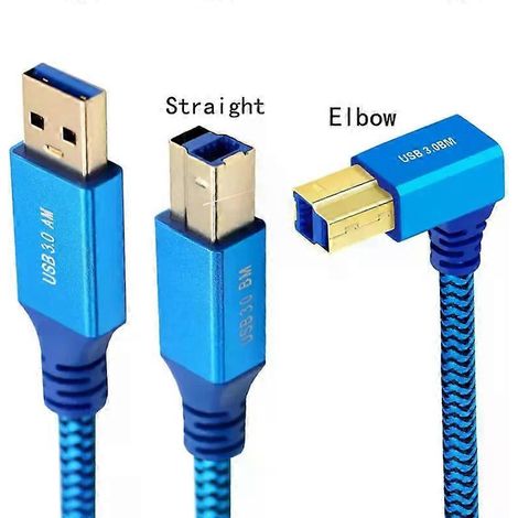 Câble USB 30 A mâle vers USB B mâle coudé à 90° vers USB 30 AM/BM haute vitesse pour imprimante - 0,5 m, 1 m, 2 m, 3 m - JXLGV (1/4)