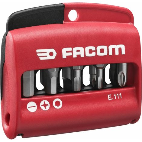 Facom – Jeu de 10 embouts de vissage mixtes 1/4" – 6 pans, Pozidriv, fente – Étui polyamide résistant – Pour vissage intensif