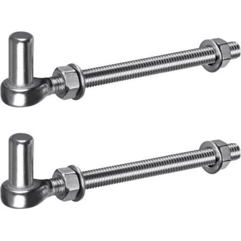 Charnière de Portail M12, 2pcs Quincaillerie à œillet de Champ Robuste 16mm Crochet pour Goupille de Suspension de Jardin en Métal pour Portail de Ferme/Clôture en Bois/Allée, 440lbs/20cm (1/5)