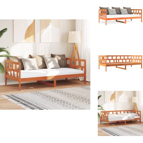 Lit de jour sans matelas cire marron 90x200 cm bois pin massif - Lit De Jour - Canapé Lit - Lit Convertible - Meuble Rustique - Lit En Bois Massif (1/5)