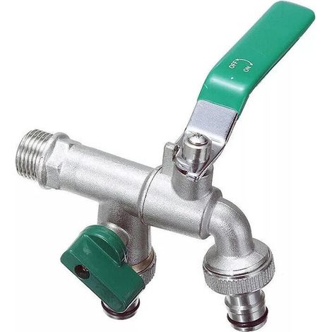 Grifo exterior doble universal，Grifo exterior anticongelante de doble salida，Grifo de pared anticongelante con 2 salidas y control independiente (1/5)