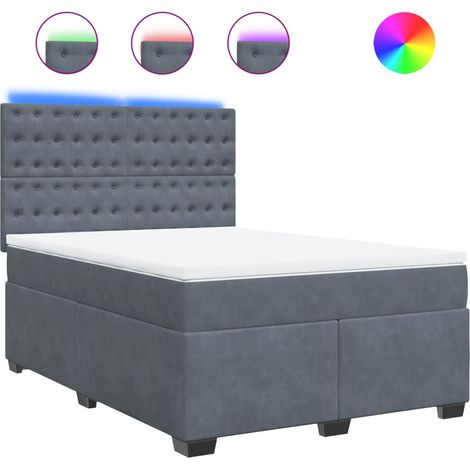 Maison Exclusive - Cama box spring con colchón terciopelo gris os (1/5)