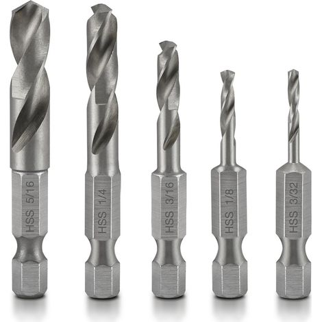 Kit forets métal hexagonaux 1/4" – Lot de 5, M2 HSS – Avec support – Perçage rapide (1/5)