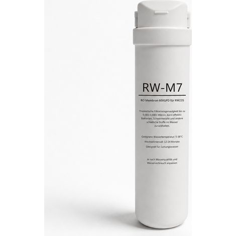 VIESTA® RW-M7 Membrana RO Original para RW235 Filtro Agua Ósmosis Inversa Etapa 2 Clase 600GPD 2.271 L/día 0,0001 µm Cambio Sin Herramientas 12–36 Meses