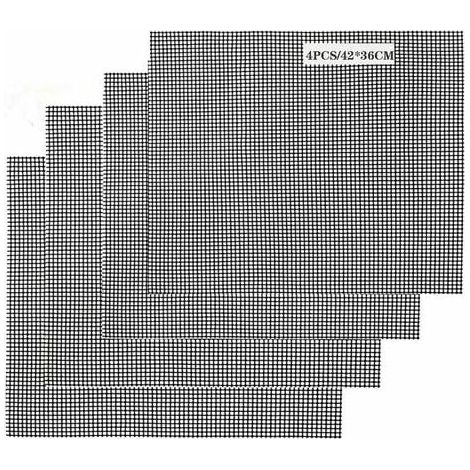 BBQ Grill Tapis de Cuisson Antiadhésif 4 Pièces, Feuille de Cuisson Réutilisable Résistant à la Chaleur, pour Barbecue Intérieur et Extérieur (4PCS, 42 36cm) (1/4)