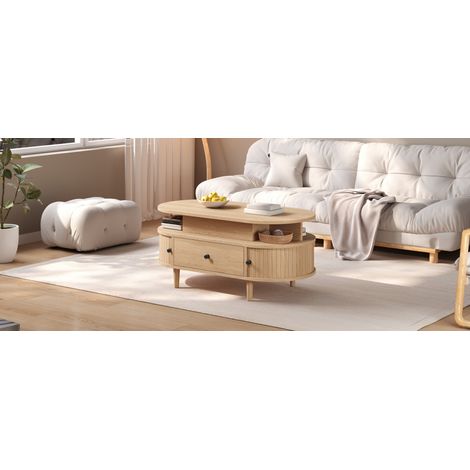 Table à manger extensible 120 à 160 x 80 cm MDF marron avec rangement intégré - CHICFURN (1/5)