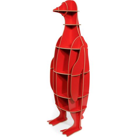 Estantería PINGÚINO Gigante Madera DM Color Rojo 47 x 149 x 46 cm - SpazioLuzio