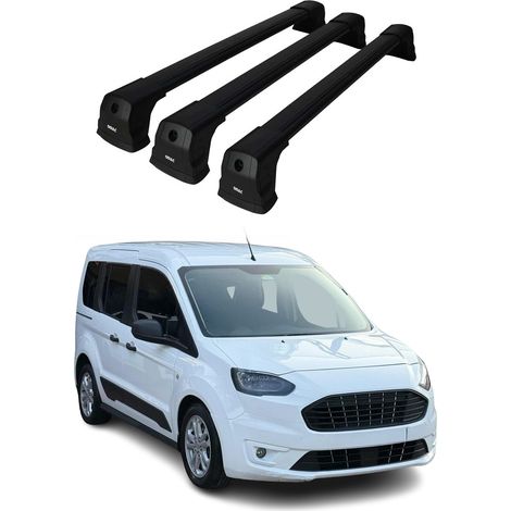 OMAC Barres de toit compatibles avec VW Caddy Maxi IV 2020-2026 – 3 barres – Antivol inclus – Aluminium Noir (1/5)