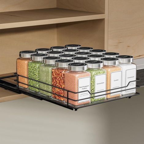 Ausziehbares Gewürzregal Schwarz für Schrank Organizer Küche (1/5)