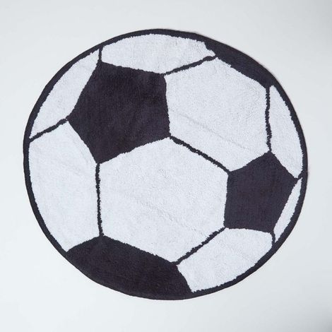– Tapis enfant rond 80 cm – 100% coton noir et blanc – Lavable à la main – Tapis de foot pour chambre d'enfant (1/5)