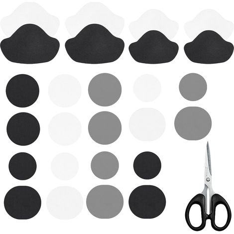 34 Pièces Protege Talon Chaussure avec Ciseaux,Patch de Réparation pour Baskets,Pcoussinet Talon Chaussure,Patch Talon Chaussure pour Baskets, Talons Hauts, Chaussures en Cuir (Noir + Blanc) (1/5)