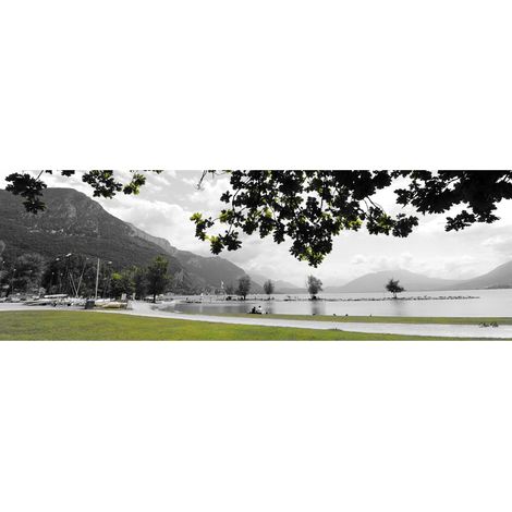 Tableau sur toile Albigny plage à Annecy 30x97 cm - Impression sur Toile Murale Décorative - Image imprimée en HD sur Toile - Toile sur Châssis en Bois FSC - Fabriqué en France (1/4)