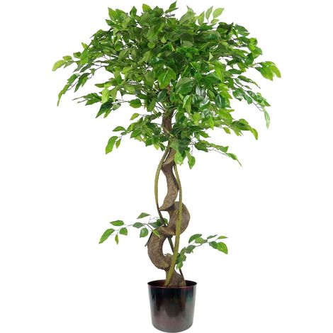 120cm Twisted Trunk Artificial Japanese Fruticosa Style Ficus Tree Metal Planter