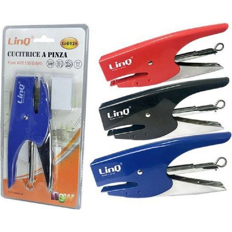 Linq - Spillatrice Cucitrice A Pinza Punti Metallici 130/e 6/4 + 1000 Punti Li-d128 -