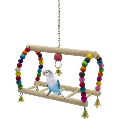 Zubehör für Wellensittichkäfige, Wellensittichspielzeug, Papageienzubehör, Vogelleiter aus Holz, Reibespielzeug, Wellensittichschaukel (1/5)