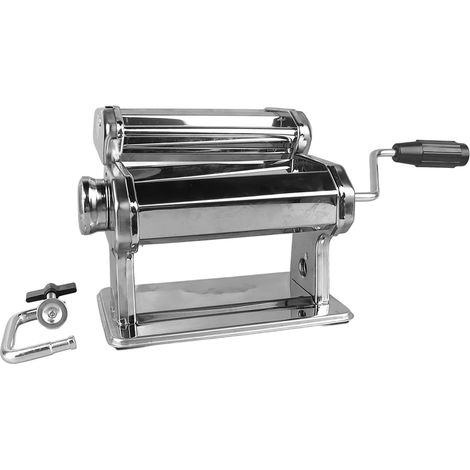 Rouleau à pâtes manuel en acier inoxydable, machine à nouilles avec 7 réglages d'épaisseur 0,5-2,5 mm (1/5)
