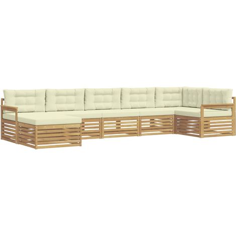 Outdoor-Sofagarnitur 7 stk. 7-Sitzer Weiß und Creme vidaXL