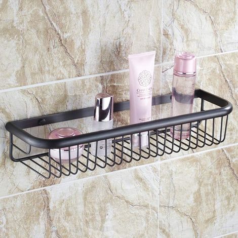 Étagère de douche en laiton de 45 cm avec vis d'installation dissimulées, étagère murale de salle de bain inoxydable, porte-panier de rangement de cuisine (1/3)