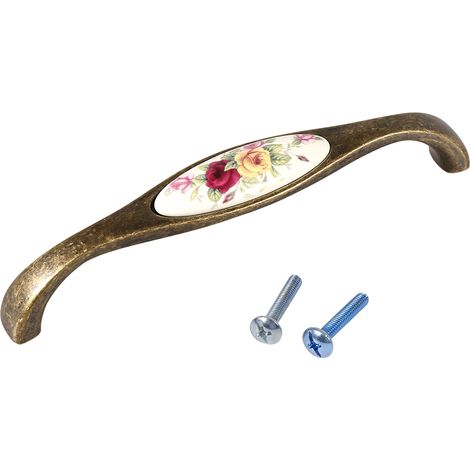 Poignées fleur campagne céramique bronze bricolage porte meuble armoire tiroir penderie boutons tirage 7