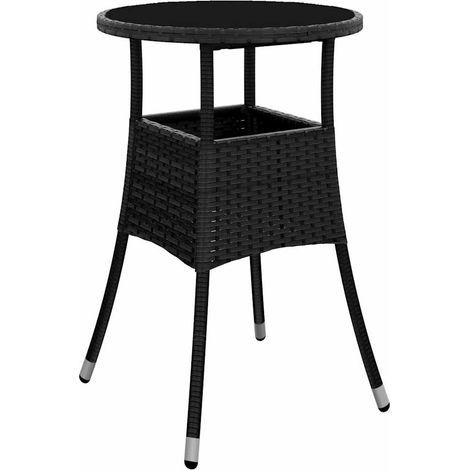 Maison Exclusive - Gartentisch Ø60x75 cm Hartglas und Poly Rattan (1/5)