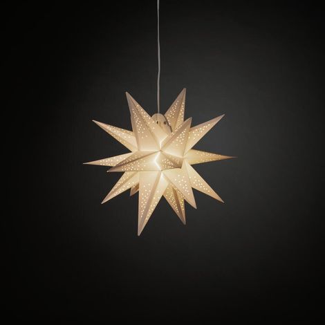 Konstsmide Weißer Papierstern 3 D, 1 warm weiße Diode für Innen mit Dimmer (1/4)