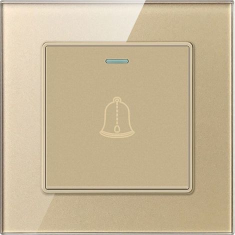 – Bouton de sonnette extérieur or ignifuge – Résistant à la déformation – Protection surcharge et surchauffe – Taille 86x86mm (1/4)