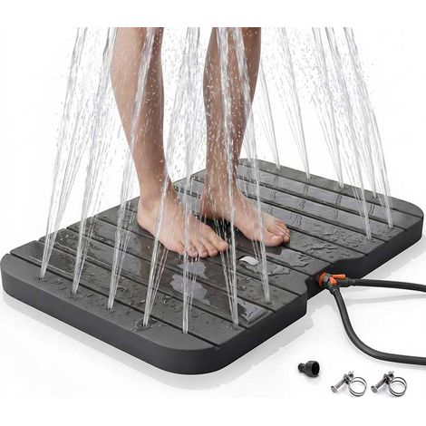 AREBOS Bodendusche Outdoor Gartendusche Pool Sauna Camping rutschfest wetterfest 150kg mit Fußrad Schwarz (1/5)
