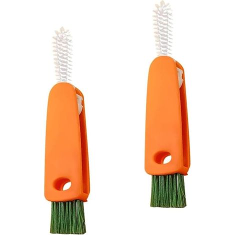 2 Pcs Brosse de Nettoyage 3-en-1 pour Couvercles et Fentes, Ensemble Multifonctionnel de Goupillons pour Bouteilles et Tasses, Brosse Nettoyante Portable pour Gourdes et Becherdeckel (1/5)