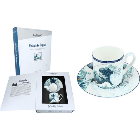 Tazza e piattino Carmani da 240 ml - Hokusai Katsushika/La grande onda di Kanagawa (1/4)