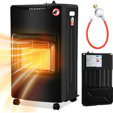Wolketon Gasofen Keramik 4200 Watt mit 3 Stufen, Sauerstoffmangelsicherung, Gasschlauch & Regler, 4 Rollen (1/5)