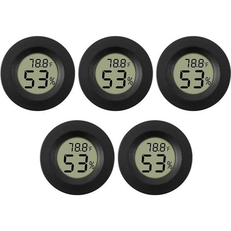 Paquet de 5 hygromètre thermomètre numérique Lcd moniteur humidimètre jauge pour humidificateurs déshumidificateurs (1/5)