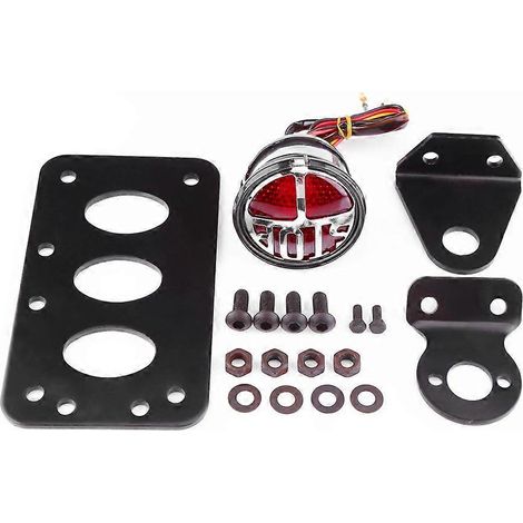 Feu arrière latéral universel pour moto avec éclairage de plaque d'immatriculation et support