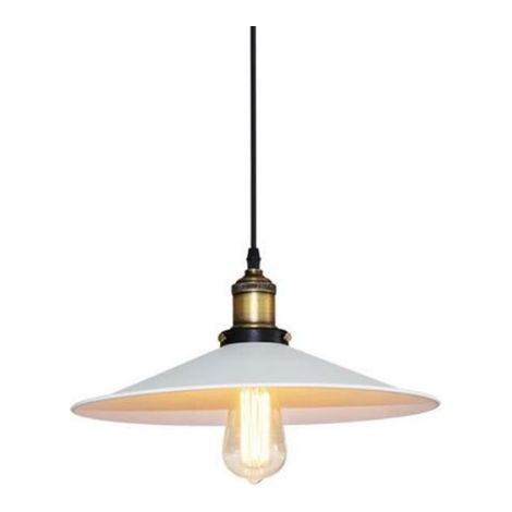 Industrielle Pendelleuchte Metall Eisen Hängelampe E27 Retro Lampenschirm Licht für Küche Wohnzimmer Esszimmer Cafét Bars - 26cm Weiß