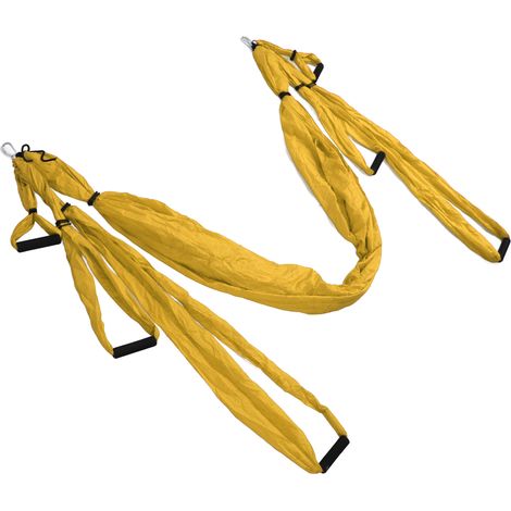 Ensemble de balançoire de yoga aérien en polyester et coton réglable, hamac de yoga pour exercices physiques, jaune (1/5)
