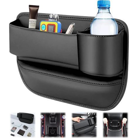 Seitenorganizer für Autositze, Aufbewahrungsbox für den Autositz, Autotasche mit Getränkehalter für Handy, Karten und Trinkglas (1/5)
