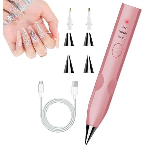 Gem Dot Pen – Stylo de peinture à strass à 3 niveaux avec pointes Outil de conception de strass rechargeable pour planche à dessin, projets de cadre, broderie, porte-clés, bijoux (1/5)