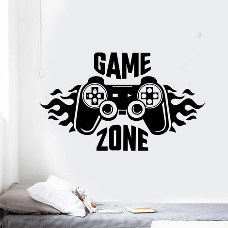 Décor mural 70x41cm, autocollants muraux gaming machines, stickers déco mural chambre salon TV, adhésifs muraux design jeux vidéo (1/5)