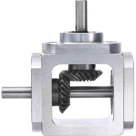 Réducteur à engrenages coniques à angle droit 90°, rapport 1:1, arbre de sortie unique, module 1, engrenage conique 20 dents, châssis en aluminium (1/5)