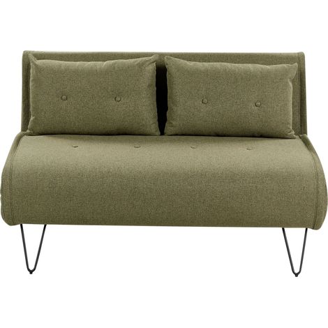 Sofa Bed 2 Seater VESTFOLD Fabric Olive Green (1/5)