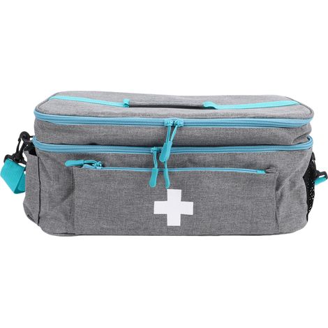 Sacoche de premiers secours pour médicaments et matériel d'urgence, idéale pour la voiture, la maison, le bureau et l'extérieur. Gris, 18 x 23 x 40 cm / 7,09 x 9,06 x 15,75 pouces. (1/5)