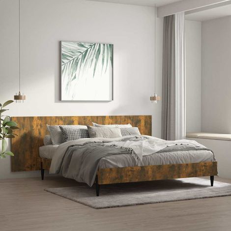 vidaXL Tête de lit murale Chêne fumé 240x1,5x80 cm Bois d'ingénierie (1/5)