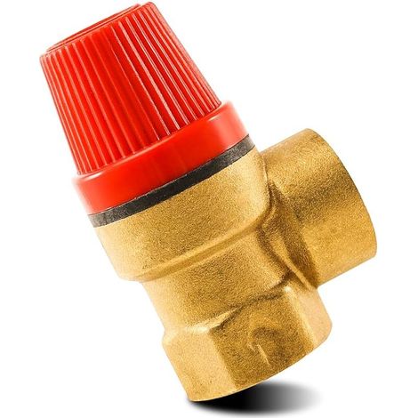 Soupape de sécurité 3/4" - Valve de décharge - Filetage intérieur G3/4" - Vanne de réduction de pression en laiton - Valve de sécurité à membrane DN20 - 3 bars 3/4" IG - Pour eau, huile, gaz (1/5)
