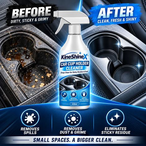 KineShineX Car Cup Holder Cleaner, Deep Cleaning Spray for Car Cup Trays, Removes Beverage Residue (1/4)