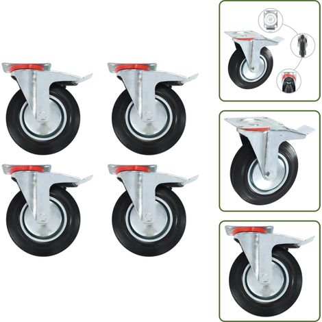 Ruote per carrelli - vidaXL Ruote Girevoli con Doppio Freno 4 pz 200 mm - Ruote per tavoli