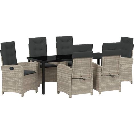 Maison Exclusive - Set da Pranzo per Giardino 7 pcs Grigio chiaro polyrattan