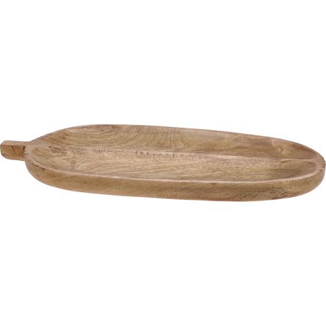 Planche de service en forme de feuille, bois de mangue, 40 x 18 cm (1/4)